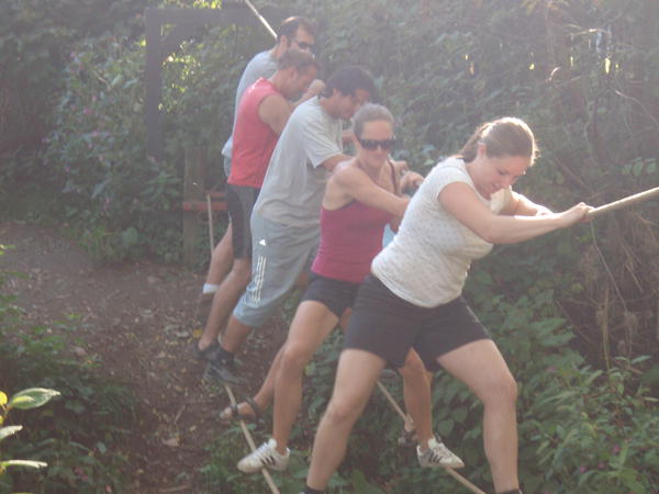 Erik-Jan, Robin, Iwan, Carla, Olga en Diandra als laatste groepje