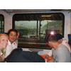 Regen, maar wij zaten lekker droog in de trein