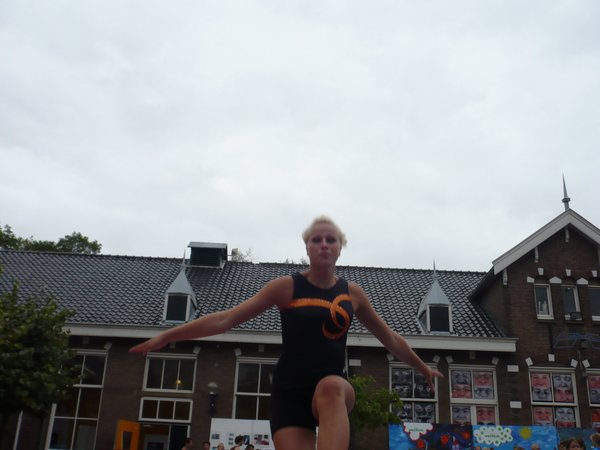 Cheryl heeft een rode knie
